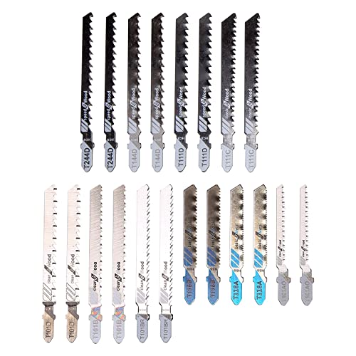 20-teiliges T-Klingen-Set, Stichsägeblätter, passend für T-Stichsäge, Klingen zum Schneiden von Metall, Holz 20-teiliges T-Klingen-Set, Stichsägeblätter, passend für T-Stichsäge, Klingen zum Schneiden von Metall, Holz von Vrttlkkfe
