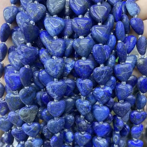 15 mm Natursteinperlen, herzförmig, Lapislazuli, lose Perlen für Armbänder, Halsketten, Schmuckherstellung, Lapislazuli, 15 mm x 5 Perlen von Vsadsau