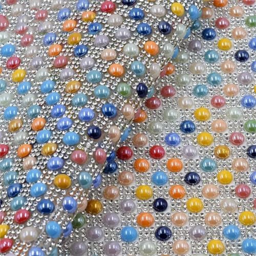 24 x 40 cm 6 mm Perlen-Strasssteine, Netz-Applikation, Hotfix, Glas, Strass, selbstklebend, 8 mm, gemischte Farben, selbstklebendes Design von Vsadsau