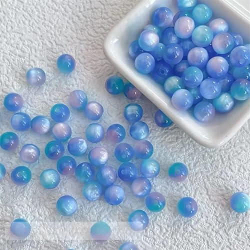 30 Stück 8 mm Harzperlen, Luftschlangen, Sternenhimmel, Treibsand, Katzenauge, runde lose Perlen für Schmuckherstellung, 3 x 8 mm, 10 Perlen von Vsadsau