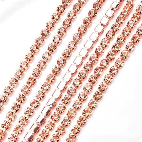 4,5 m, 2,5 mm, 3 mm, 4 mm, 6 mm, Strass, Rotgold, Metallbasis, Strassbesatz, Kristallkette, 4 mm, Champagner 4,5 m, 2,5 mm, 3 mm, 4 mm, 6 mm, Strass, Rotgold, Metallbasis, Strassbesatz, Kristallkette, 4 mm, Champagner von Vsadsau