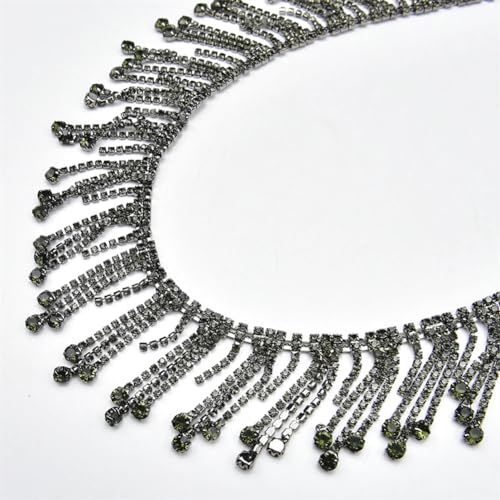 4,8 cm breite Kristall-Strass-Quaste, Metallkette, Applikation, zum Aufnähen auf Kleidung, Handwerk, Fransenband, grau, 91 cm 4,8 cm breite Kristall-Strass-Quaste, Metallkette, Applikation, zum Aufnähen auf Kleidung, Handwerk, Fransenband, grau, 91 cm von Vsadsau