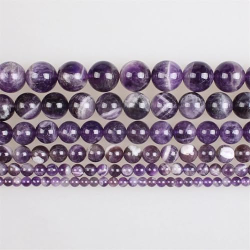 4–12 mm Naturstein-Amethyst-Perlen, lila, runde lose Perlen für Armbänder, Halsketten, Schmuckherstellung, 6 mm, ca. 61 Perlen 4–12 mm Naturstein-Amethyst-Perlen, lila, runde lose Perlen für Armbänder, Halsketten, Schmuckherstellung, 6 mm, ca. 61 Perlen von Vsadsau