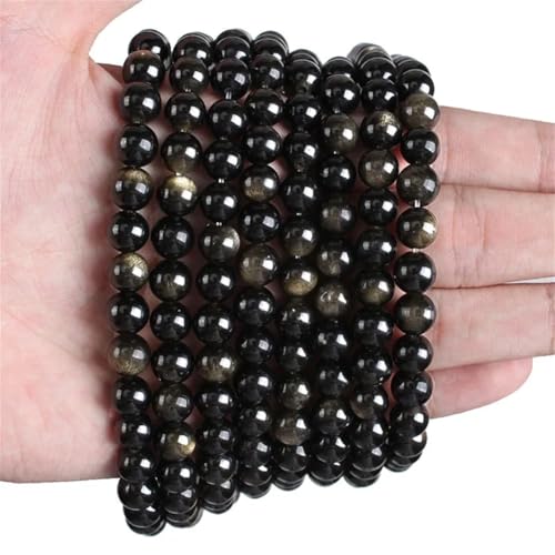 4–12 mm Natursteinperlen, Quarz, rund, lose Perlen für Armbänder, Halsketten, Schmuckherstellung, Gold-Obsidian, 6 mm, ca. 60 Perlen 4–12 mm Natursteinperlen, Quarz, rund, lose Perlen für Armbänder, Halsketten, Schmuckherstellung, Gold-Obsidian, 6 mm, ca. 60 Perlen von Vsadsau