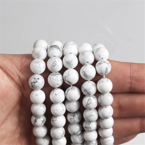 4–12 mm Natursteinperlen, Quarz, rund, lose Perlen für Armbänder, Halsketten, Schmuckherstellung, Weiß, Türkis, 6 mm, ca. 60 Perlen 4–12 mm Natursteinperlen, Quarz, rund, lose Perlen für Armbänder, Halsketten, Schmuckherstellung, Weiß, Türkis, 6 mm, ca. 60 Perlen von Vsadsau