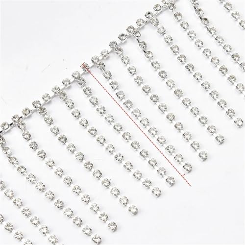 5-12 cm langes Strass-Fransenband, einreihig, Glaskristall, Quastenkette, 5 cm breit, 91 cm breit 5-12 cm langes Strass-Fransenband, einreihig, Glaskristall, Quastenkette, 5 cm breit, 91 cm breit von Vsadsau