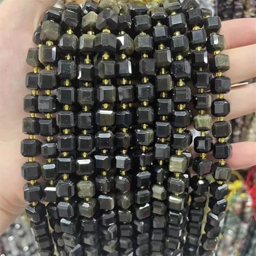 8–10 mm Natursteinperlen, facettierter Obsidian, Würfel, Abstandshalter für Armbänder, Halsketten, Schmuckherstellung, 10 mm, ca. 35 Perlen 8–10 mm Natursteinperlen, facettierter Obsidian, Würfel, Abstandshalter für Armbänder, Halsketten, Schmuckherstellung, 10 mm, ca. 35 Perlen von Vsadsau