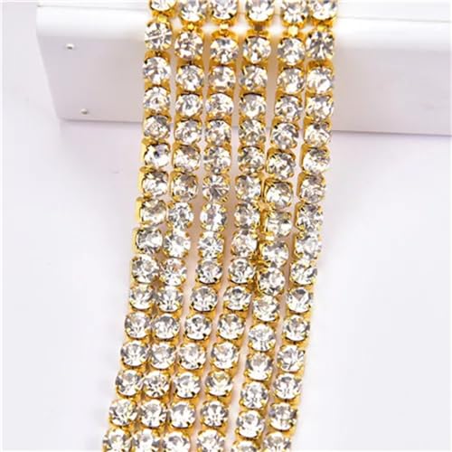 AAAAA Strass-Cup-Kette mit klarem Kristall, AB-Steinbesatz, 9,1 m/Rolle, goldfarben, SS22, 5 mm AAAAA Strass-Cup-Kette mit klarem Kristall, AB-Steinbesatz, 9,1 m/Rolle, goldfarben, SS22, 5 mm von Vsadsau