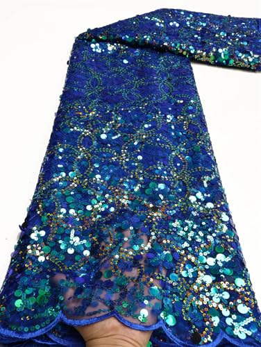 Afrikanischer französischer Spitzenstoff mit Pailletten, Tüll-Mesh-Spitze für Damen, Hochzeit, Party, Nähkleid, Ly4055-1, 4,5 m von Vsadsau
