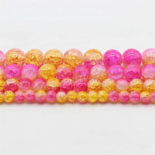 Glasperlen, rund, lose Perlen für Armbänder, Halsketten, Schmuckherstellung, 6–12 mm, rosarot, gelb, 8 mm, ca. 46 Perlen Glasperlen, rund, lose Perlen für Armbänder, Halsketten, Schmuckherstellung, 6–12 mm, rosarot, gelb, 8 mm, ca. 46 Perlen von Vsadsau