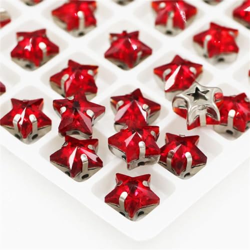 K9 Glaskristall, fünfzackige Sternform, Strasssteine zum Aufnähen, mit Kralle, für Kleidung/Handwerk, Rot, 8 mm, 20 Stück K9 Glaskristall, fünfzackige Sternform, Strasssteine zum Aufnähen, mit Kralle, für Kleidung/Handwerk, Rot, 8 mm, 20 Stück von Vsadsau