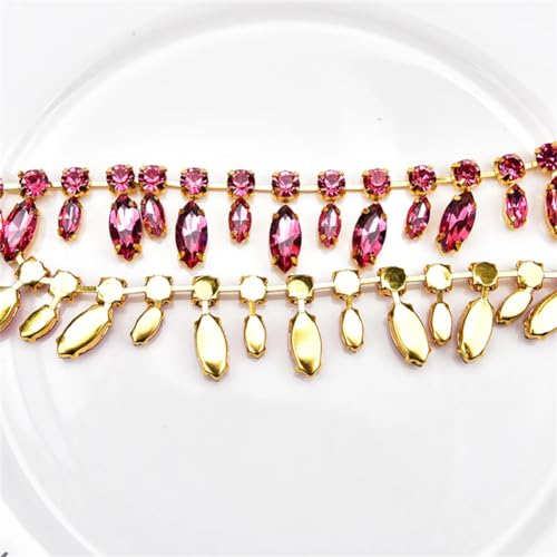 Kristall-Strassbesatz, goldfarbene Basis, Blume, Marquise, Kette, Applikation, Kleid, ausgefallene Rosenfarbe Kristall-Strassbesatz, goldfarbene Basis, Blume, Marquise, Kette, Applikation, Kleid, ausgefallene Rosenfarbe von Vsadsau