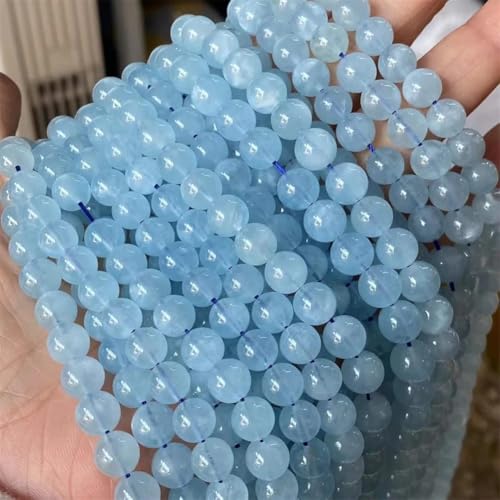 Natürliche Aquamarin-Edelsteinperlen, rund, lose Perlen für Armbänder, Halsketten, Schmuckherstellung, 8 mm, 46 Perlen Natürliche Aquamarin-Edelsteinperlen, rund, lose Perlen für Armbänder, Halsketten, Schmuckherstellung, 8 mm, 46 Perlen von Vsadsau