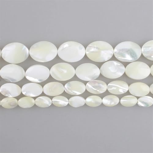 Natürliche Muschelperlen, 8–20 mm, weißes Perlmutt, Tridacna-Muschelperlen, ovale Form, lose Perlen, 13 x 18 mm, 21 Perlen Natürliche Muschelperlen, 8–20 mm, weißes Perlmutt, Tridacna-Muschelperlen, ovale Form, lose Perlen, 13 x 18 mm, 21 Perlen von Vsadsau