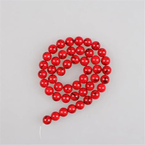 Natürliche Muschelperlen, Howlith, Türkis, rund, lose Perlen für Armbänder, Halsketten, 4–12 mm, Rot, 31 Perlen Natürliche Muschelperlen, Howlith, Türkis, rund, lose Perlen für Armbänder, Halsketten, 4–12 mm, Rot, 31 Perlen von Vsadsau