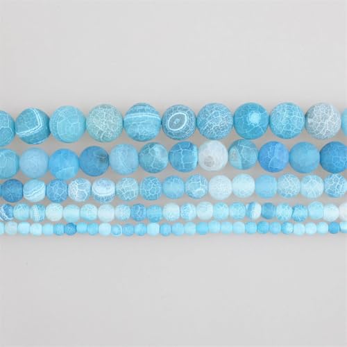 Naturstein, 4–12 mm, himmelblau, verwitterter Achat, Schlangenhaut, runde lose Perlen für Schmuckherstellung, 12 mm, ca. 31 Bea Naturstein, 4–12 mm, himmelblau, verwitterter Achat, Schlangenhaut, runde lose Perlen für Schmuckherstellung, 12 mm, ca. 31 Bea von Vsadsau