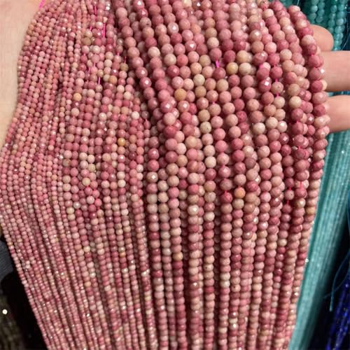 Natursteinperlen, 2–4 mm, facettiert, Rhodonit, kleine runde lose Perlen für Schmuckherstellung, 3 mm, 120 Stück Natursteinperlen, 2–4 mm, facettiert, Rhodonit, kleine runde lose Perlen für Schmuckherstellung, 3 mm, 120 Stück von Vsadsau