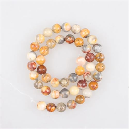 Natursteinperlen, 4–12 mm, Gelb, Crazy Lace-Achat, runde lose Perlen für Schmuckherstellung, 8 mm, ca. 46 Perlen von Vsadsau