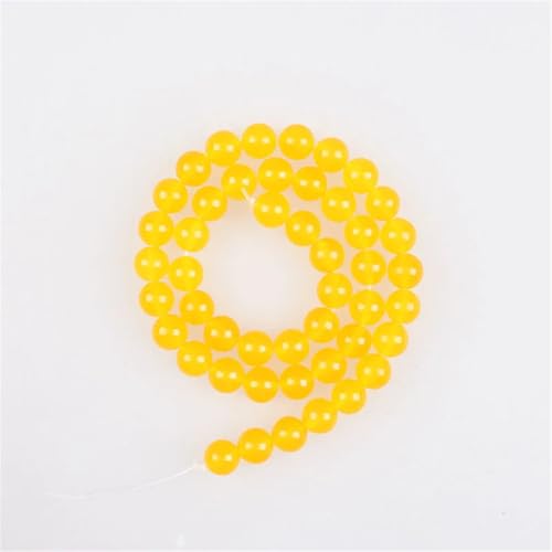 Natursteinperlen, 4–12 mm, gelbe Jade, Chalcedon, runde lose Perlen für Armbänder, Halsketten, 8 mm, ca. 46 Perlen von Vsadsau