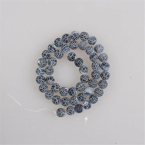 Natursteinperlen, 4–12 mm, schwarze verwitterte Achate, rund, lose Perlen für Schmuckherstellung, 8 mm, um 46 Perlen von Vsadsau