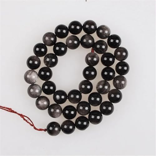 Natursteinperlen, 4–16 mm, silberfarbener Obsidian-Stein, rund, lose Perlen für Schmuckherstellung, 16 mm, ca. 23 Perlen Natursteinperlen, 4–16 mm, silberfarbener Obsidian-Stein, rund, lose Perlen für Schmuckherstellung, 16 mm, ca. 23 Perlen von Vsadsau