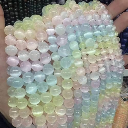 Natursteinperlen, 6–10 mm, Regenbogen-Selenit, Katzenauge, runde lose Perlen für Schmuckherstellung, Regenbogenfarben, B, 8 mm, ca. 46 Perlen Natursteinperlen, 6–10 mm, Regenbogen-Selenit, Katzenauge, runde lose Perlen für Schmuckherstellung, Regenbogenfarben, B, 8 mm, ca. 46 Perlen von Vsadsau