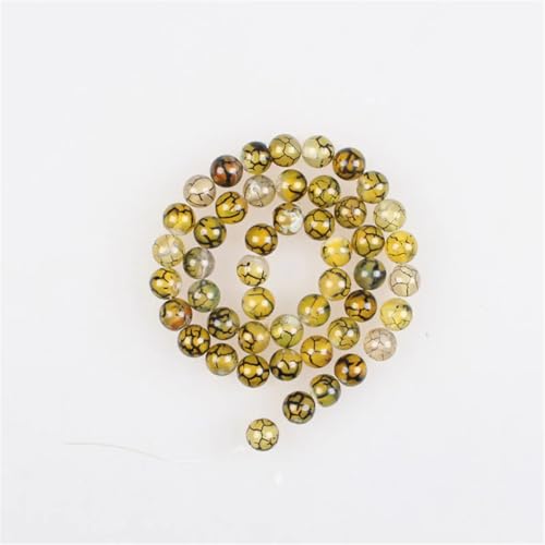 Natursteinperlen, GN8, Drachenvener-Achat, rund, lose Perlen für Schmuckherstellung, 6–12 mm, Gelb, 31 Perlen von Vsadsau