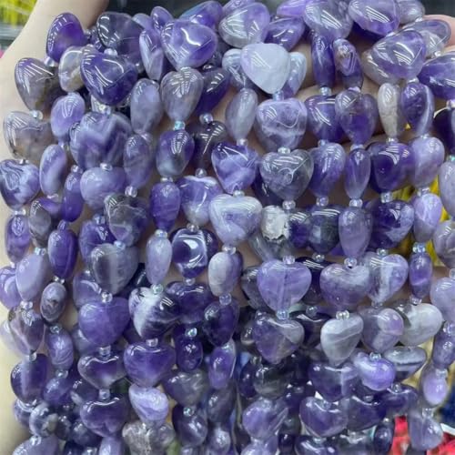 Natursteinperlen, Herzform, Amethyst, lose Perlen für Armbänder, Halsketten, Amethyst, 15 mm x 5 Perlen, 15 mm von Vsadsau
