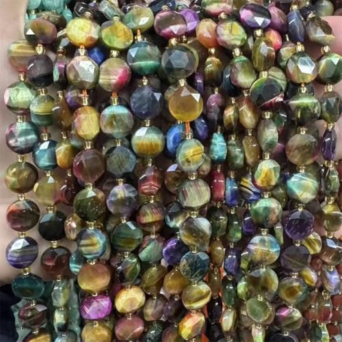 Natursteinperlen, Hexagramm, facettiert, mehrfarbig, Tigerauge, rund, 10 mm, 10 Perlen, 10 Stück Natursteinperlen, Hexagramm, facettiert, mehrfarbig, Tigerauge, rund, 10 mm, 10 Perlen, 10 Stück von Vsadsau
