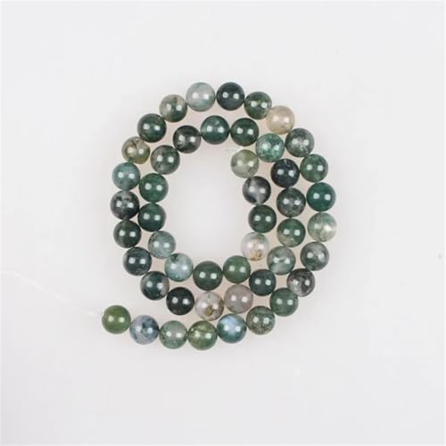 Natursteinperlen, Moosachat, rund, lose Perlen für Armbänder, Halsketten, Schmuckherstellung, 6 mm, 4–14 mm, ca. 61 Perlen von Vsadsau