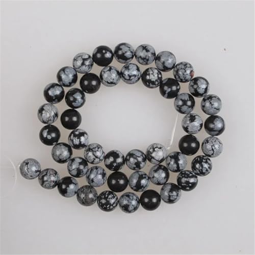 Natursteinperlen, Schneeflocken-Obsidian, rund, lose Perlen für Armbänder, Halsketten, 12 mm, ca. 31 Perlen, 2–12 mm Natursteinperlen, Schneeflocken-Obsidian, rund, lose Perlen für Armbänder, Halsketten, 12 mm, ca. 31 Perlen, 2–12 mm von Vsadsau