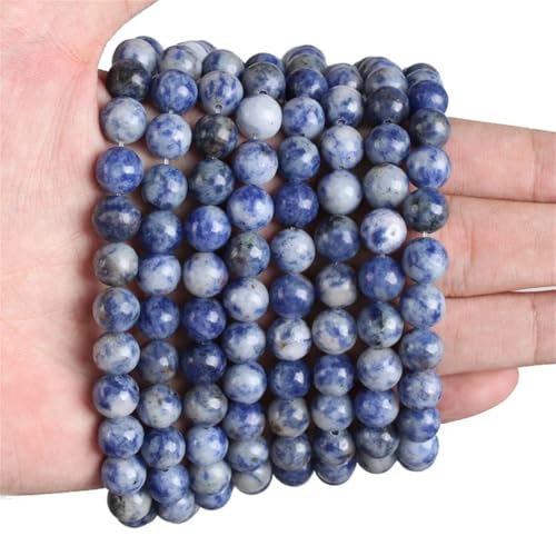 Natursteinperlen, Tigerauge, Amethyste, Rhodonit, Chalcedon, Amazonit, rund, lose Perlen, blauer Punkt, 6 mm, ca. 60 Perlen von Vsadsau