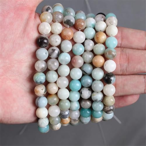 Natursteinperlen, Tigerauge, Amethyste, Rhodonit, Chalcedon, Amazonit, rund, lose Perlen, gemischter Amazonit, 10 mm, ca. 36 Perlen von Vsadsau