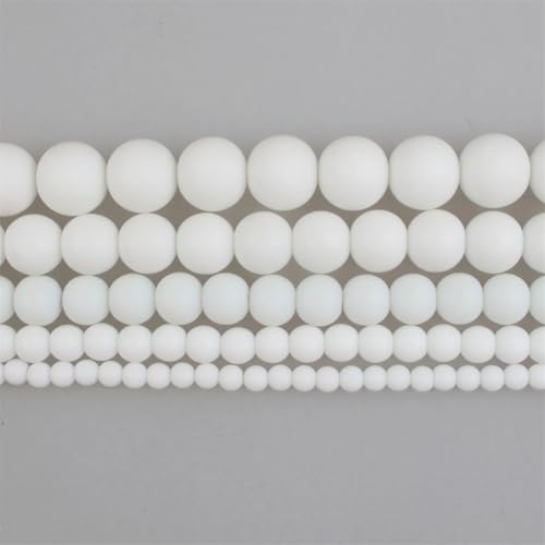 Natursteinperlen, mattiertes weißes Porzellan, mattiert, Keramik, rund, lose Perlen, 10 mm, 36 Perlen von Vsadsau