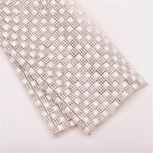 Perlenband, 24 x 40 cm, 6 mm, Hotfix, Strasssteine, Netzperlen, Stoff, Strass-Applikation, 8 mm, quadratisch, selbstklebendes Design von Vsadsau