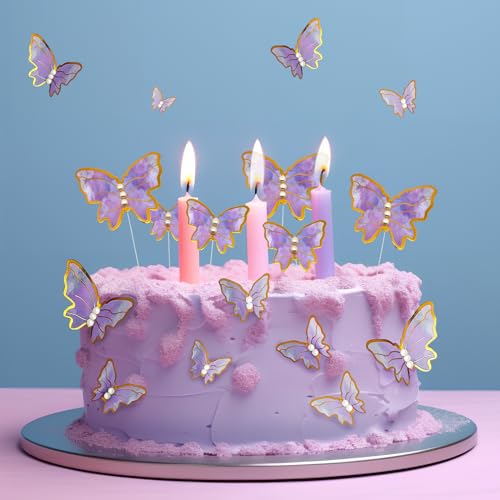 48 Stück Lila Schmetterling Kuchen Toppers, 3D Schmetterling Cake Topper für Tortendeko,Gemischte Größe. 48 Stück Lila Schmetterling Kuchen Toppers, 3D Schmetterling Cake Topper für Tortendeko,Gemischte Größe. von Vsosfiza