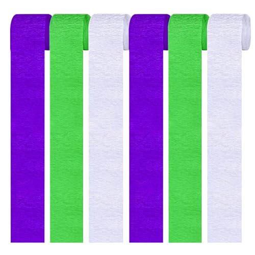 6er Set Violett, grün und weiß Krepppapier Bänder Party Dekoration(4.5 cm x 25 m) von Vsosfiza