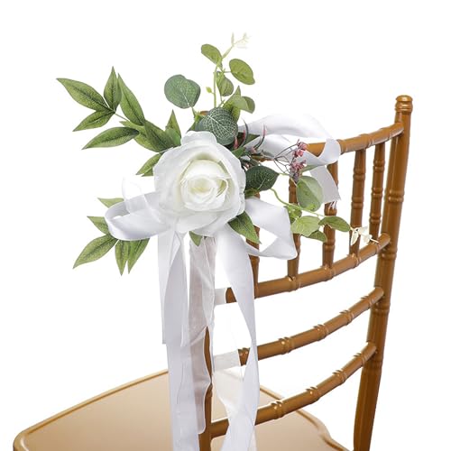 Hochzeits-Stuhl-Rücken-Blumen, Künstliche Rosenblumen, Hochzeit, Hochzeitsstuhl-Dekoration, Stuhllehnen-Blumendekoration, Kirchenbank-Stuhldekoration mit Bändern für Hochzeitsfeier(1 Stück Weiß) Hochzeits-Stuhl-Rücken-Blumen, Künstliche Rosenblumen, Hochzeit, Hochzeitsstuhl-Dekoration, Stuhllehnen-Blumendekoration, Kirchenbank-Stuhldekoration mit Bändern für Hochzeitsfeier(1 Stück Weiß) von Vsosfiza