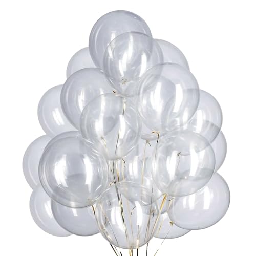 Vsosfiza 100 Stück 5 Zoll Klein Luftballons Transparent, Mini Latex Transparent Helium ballons für Party Deko(Ø 12 cm) von Vsosfiza