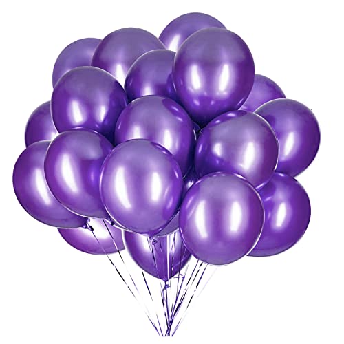 Vsosfiza 12 Zoll Metallic Luftballons Violett, Lila Chrom Helium ballons für Party Deko(Ø 30cm/50 Stück) von Vsosfiza