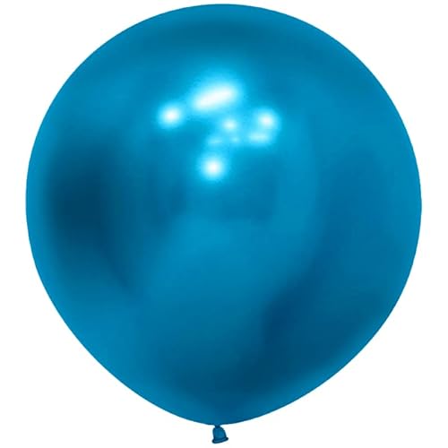 Vsosfiza 18 Zoll Großer Metallic Luftballons Blau, Jumbo Blau Chrom Helium ballons für Party Deko(Ø 45cm/15 Stück) von Vsosfiza