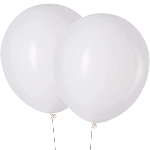 Vsosfiza 15 Stück 18 Zoll Großer Luftballons Weiß, Jumbo Weiss Latex Helium Ballons für Party Deko(Ø 45 cm) von Vsosfiza