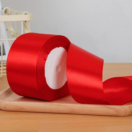 Vsosfiza 2 Rollen Rot schleifenband, Geschenkband rote Stoffband, Satinband Ribbon rot Dekoband.(50mm/25yard) von Vsosfiza
