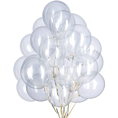 Vsosfiza 50 Stück 12 Zoll Luftballons Transparente, Transparente Latex Helium Ballons für Party Deko(Ø 30 cm) von Vsosfiza