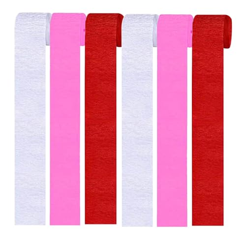 Vsosfiza 6er Set Rot, rosa und weiß Krepppapier Bänder Party Dekoration(4.5 cm x 25 m) von Vsosfiza