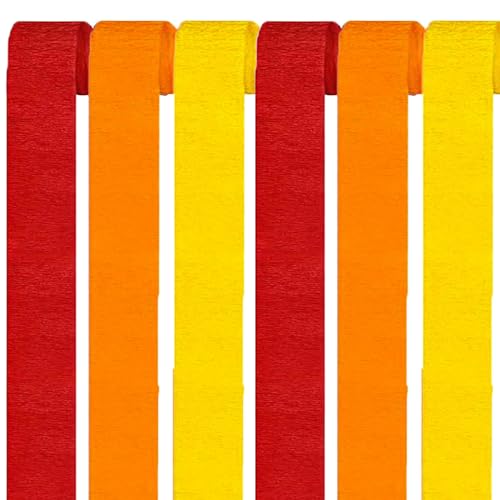 Vsosfiza 6er Set rot, orange und gelb Krepppapier Bänder Party Dekoration(4.5 cm x 25 m) von Vsosfiza