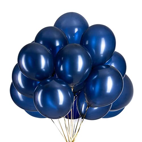 Vsosfiza 50 Stück 12 Zoll Luftballons Marineblau, Marineblau Latex Helium Ballons für Party Deko(Ø 30 cm) von Vsosfiza