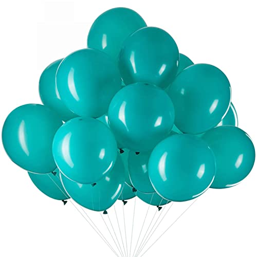 Vsosfiza 50 Stück 12 Zoll Luftballons Türkis, Türkis Latex Helium Ballons für Party Deko(Ø 30 cm) von Vsosfiza