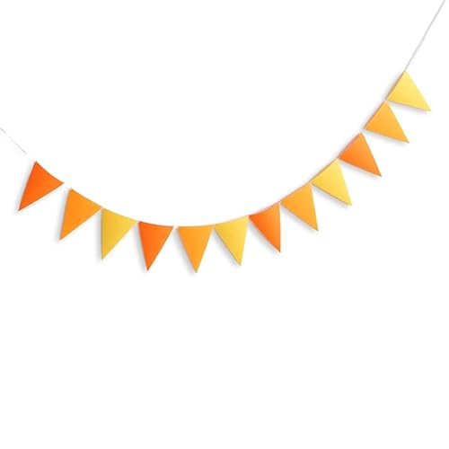 Vsosfiza Orange Wimpelkette. Orange Wimpel. 12 dreieckige Fahnen pro Banner, Filzbanner für Geburtstags Feier Hochzeit Dekoration (2,5m) von Vsosfiza