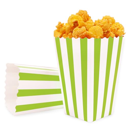Vsosfiza Popcorn Tüten, Popcorn Boxen Pappe-Süßigkeiten-Behälter Set Süßigkeiten Tüten kleine Candy Tüten,Grün und Weiß Streifen Muster für Party. (Grün 12 Stück) von Vsosfiza
